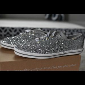Kate Spade silver glitter Keds